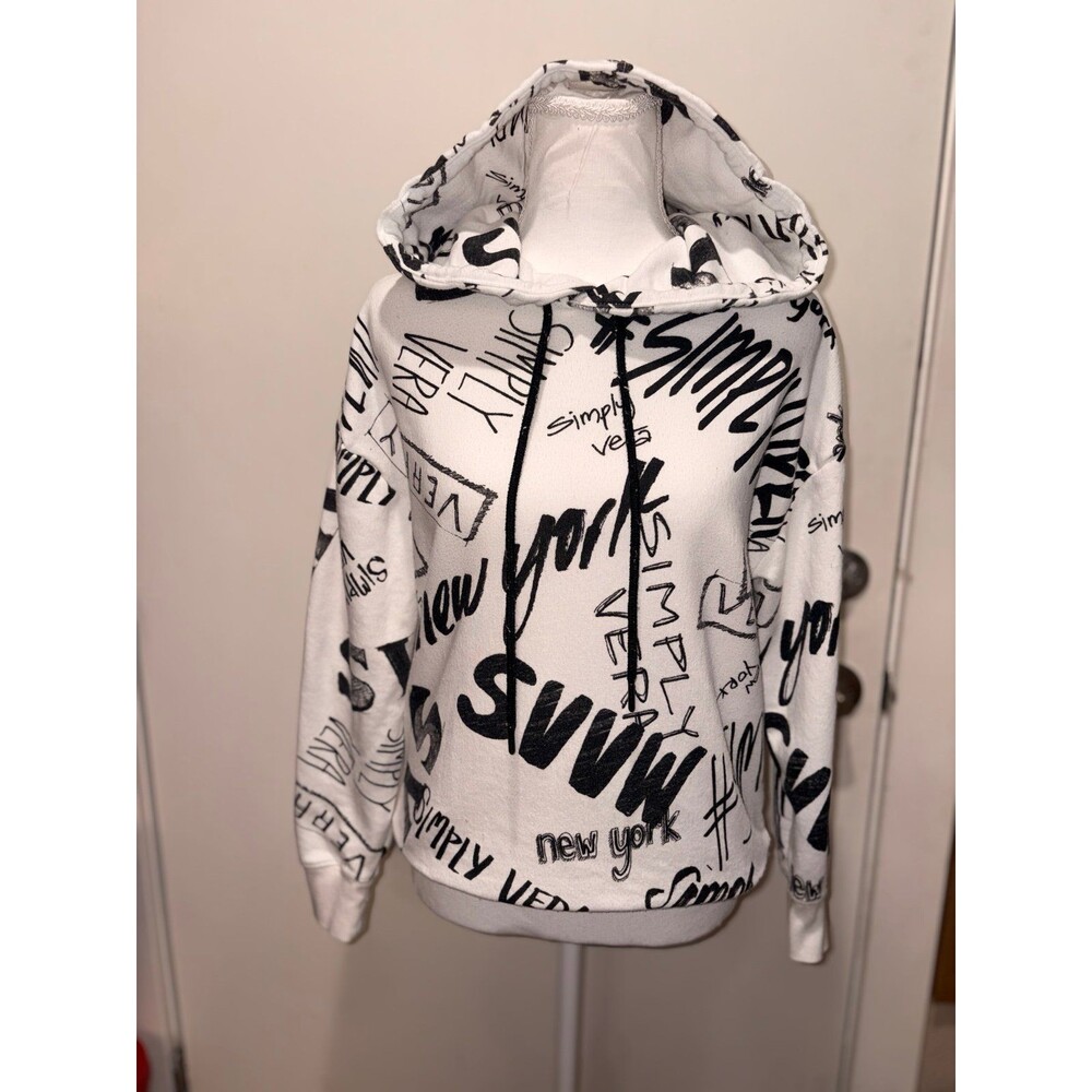 Simply Vera Verawang Womens Hoodie Pullover White cotten polyester Size XS